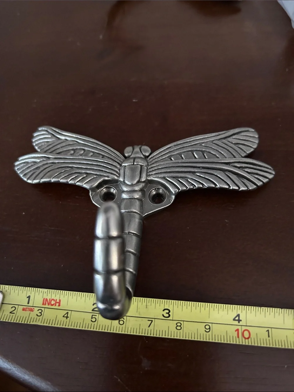 Dragonfly Betsyfielddesign- Decorative pewter set of 7 wall Hooks no screws